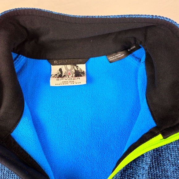 Spyder Men's Blue Black 1/4 Zip Fleece Pullover Athletic Sweater XL - Picture 3 of 8